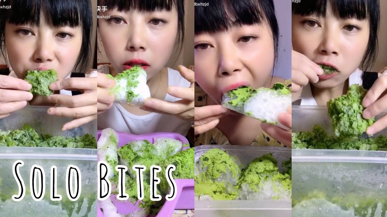 ASMR Heavy Matcha Powder Ice|Solo Bites|Zhaofeng|Big chunks Ice|White ice Eating|V-Good Crunchy Ice