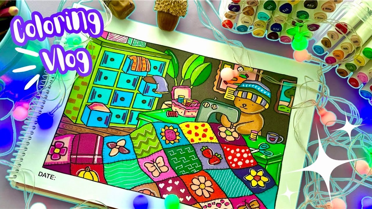ASMR Adult Coloring Book💙💜 | Color Bobbie Goods with Me Using Markers #adultcoloring #asmr