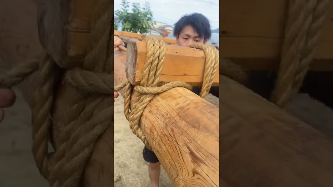 田井太鼓台 香川県観音寺市常磐地区 担き棒 縛り方 2022/09/25