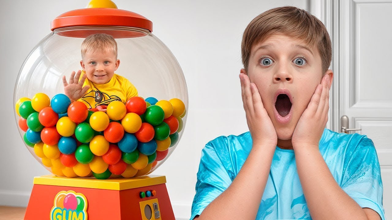 Oliver Stuck in a Giant Gumball Machine Challenge