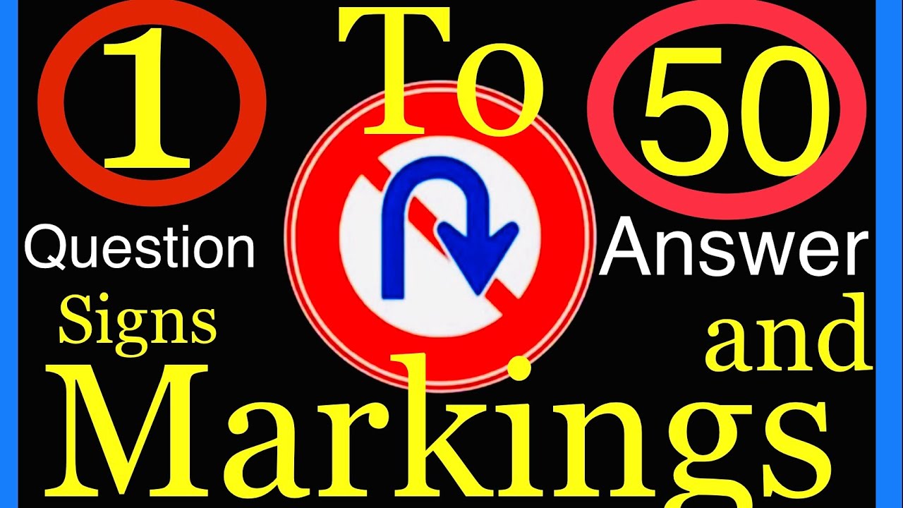 Driving license test,signs and markings 50 questions answers, latest 2024