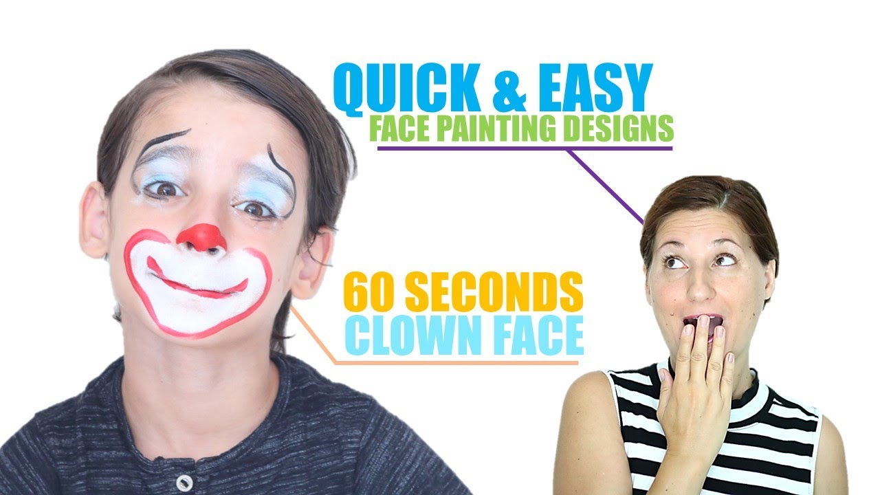 SHORT - Quick and Easy 60 Seconds Clown Face Painting Demo - Step by Step
