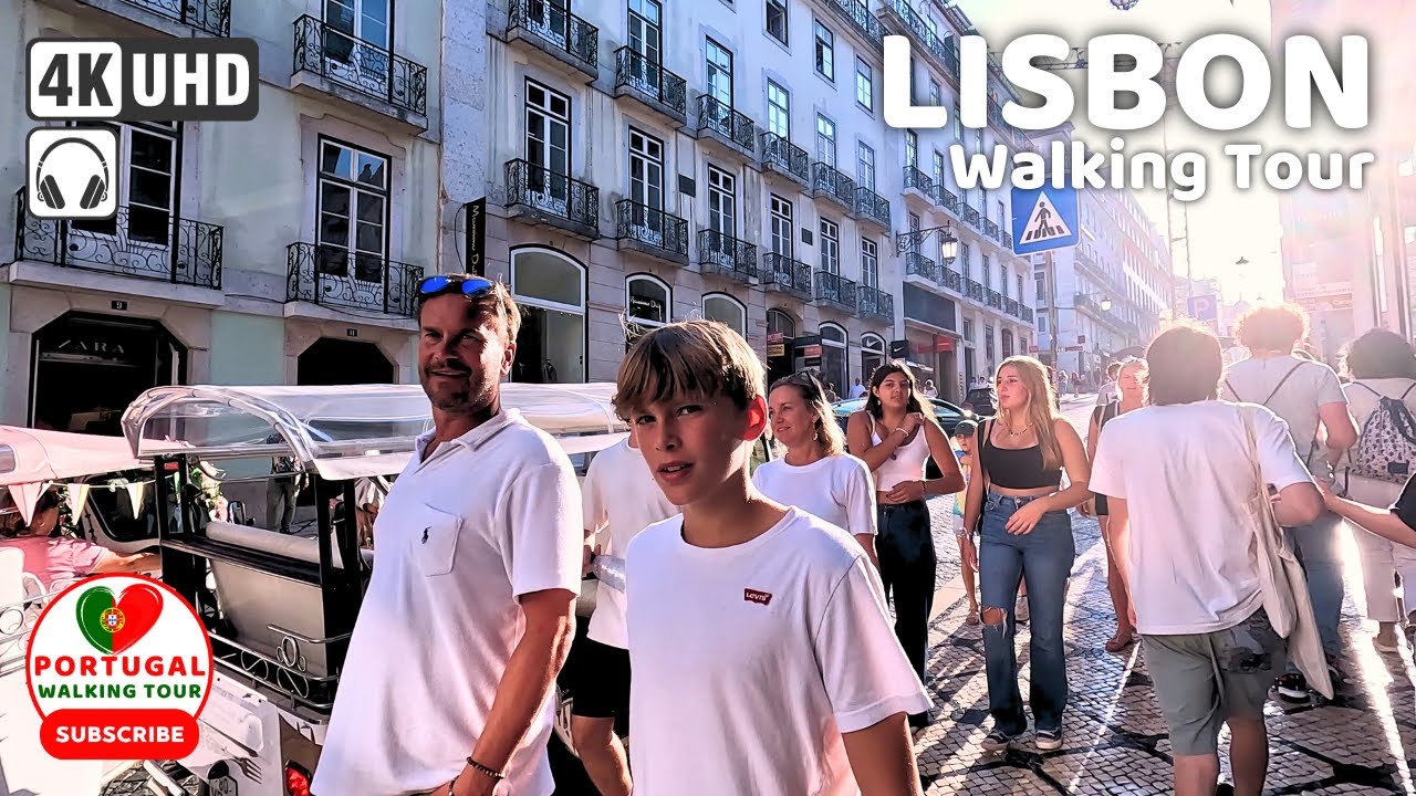 🇵🇹 [4K WALK] Sunset Downtown Lisbon Portugal Walking Tour Autumn 2023