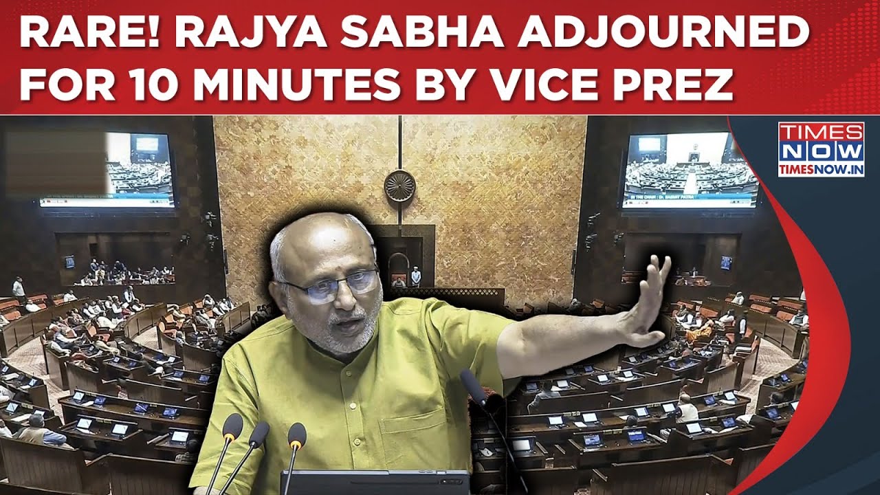 Rajya Sabha Chaos: Watch Vice President CP Radhakrishnan Adjourned Upper House For '10 Minutes'
