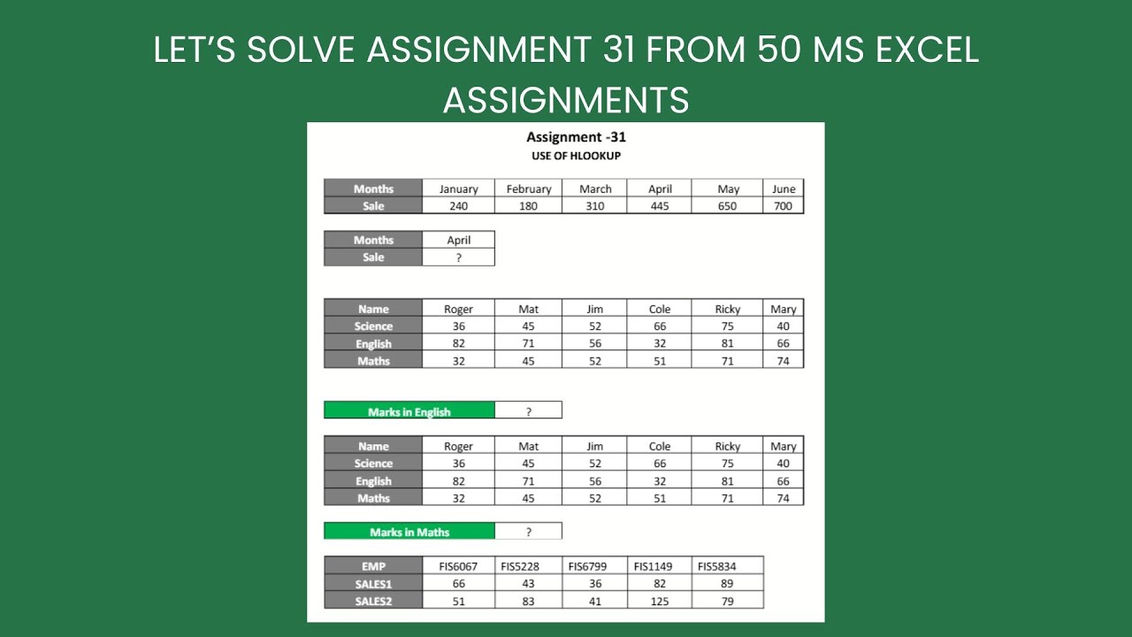 Assignment 31 - Let&rsquo;s solve Assignment 31 from 50 ms excel assignments