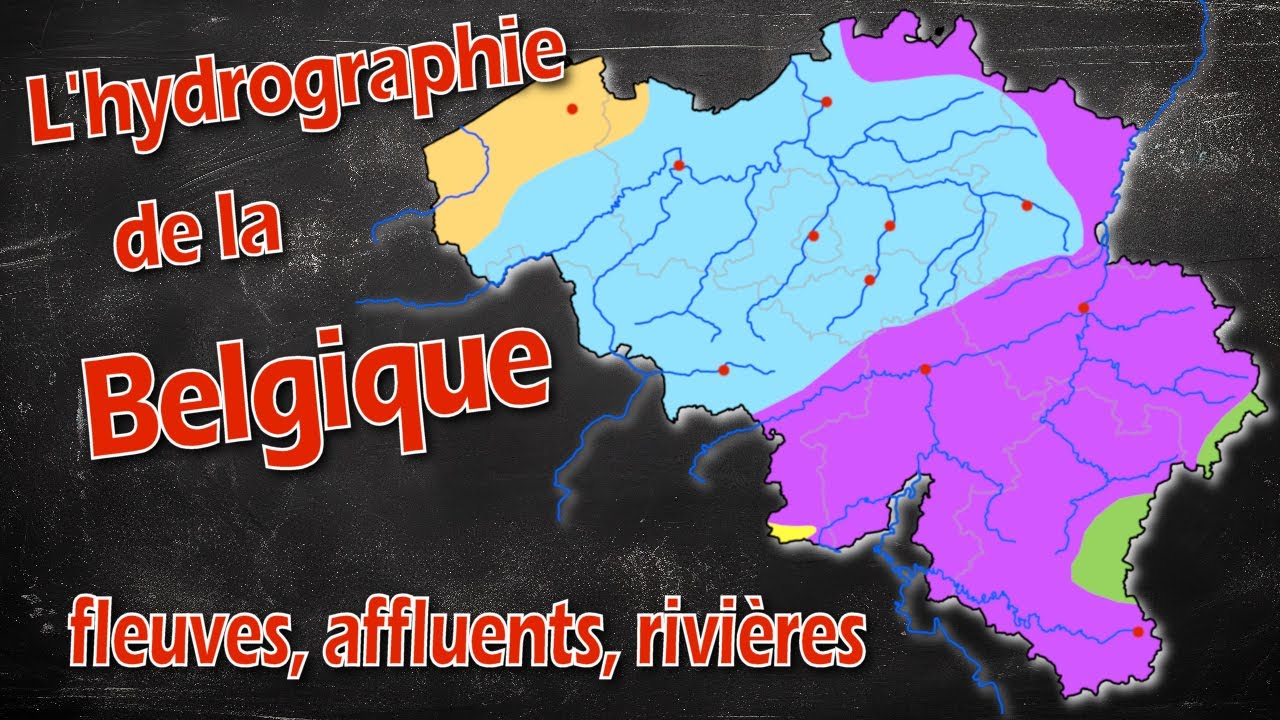 G&eacute;ographie l'hydrographie de la Belgique, fleuves, rivi&egrave;res. Belgium