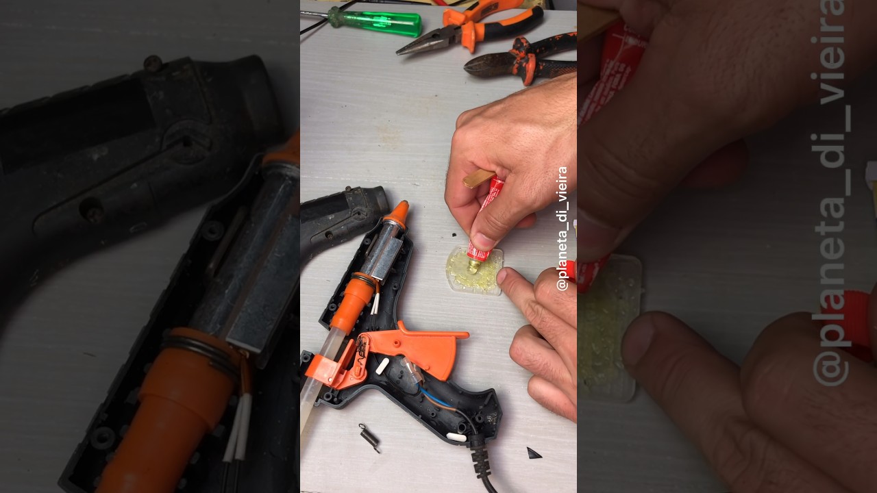 Consertei a pistola de cola quente #facavocemesmo #diy #reutilizar #gambiarra #ferramentas