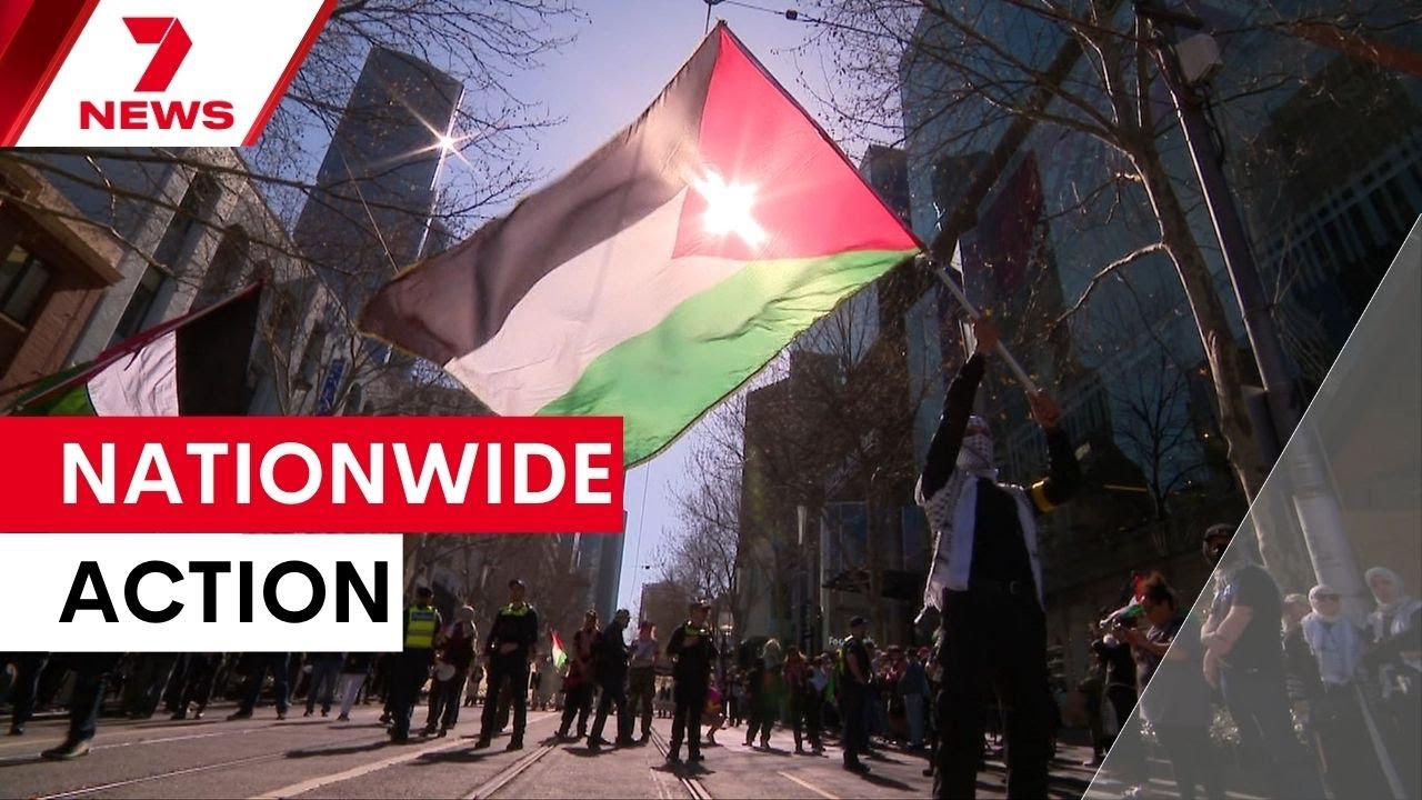 Tens of thousands march through cities across Australia calling for sanctions on Israel | 7NEWS