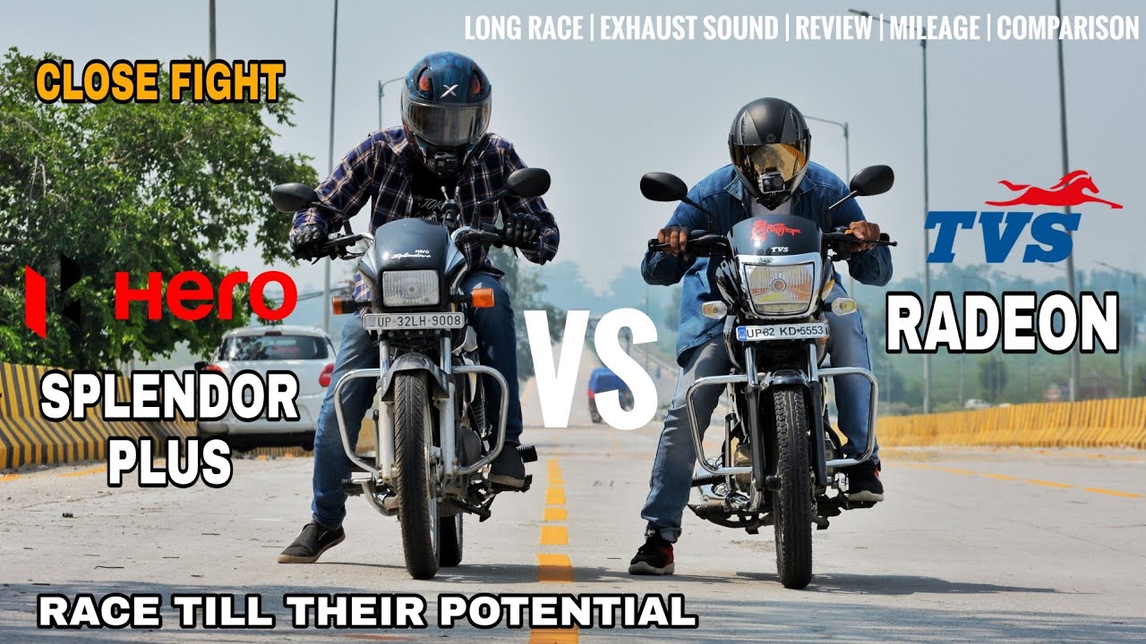 Hero Splendor Plus Vs Tvs Radeon | Race Till Their Potential | Mileage | Exhaust sound | Comparison