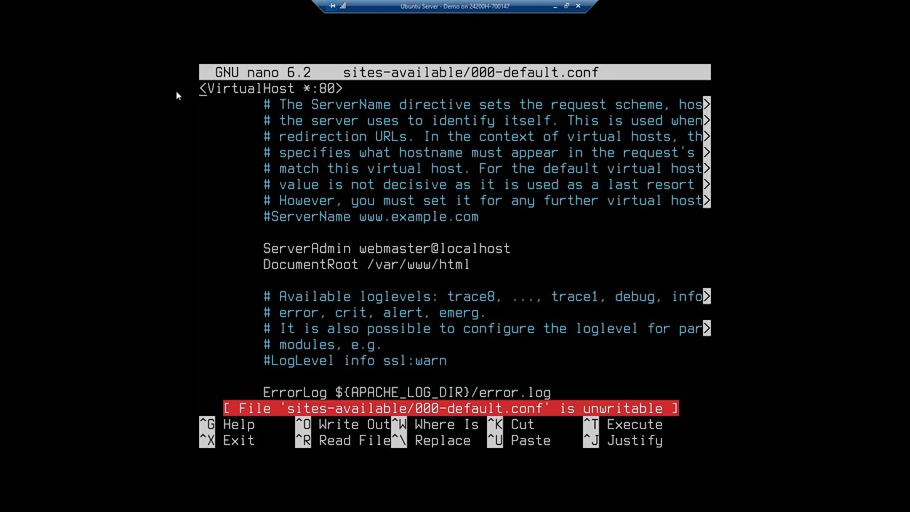 Installing the Apache2 web server on Ubuntu Server