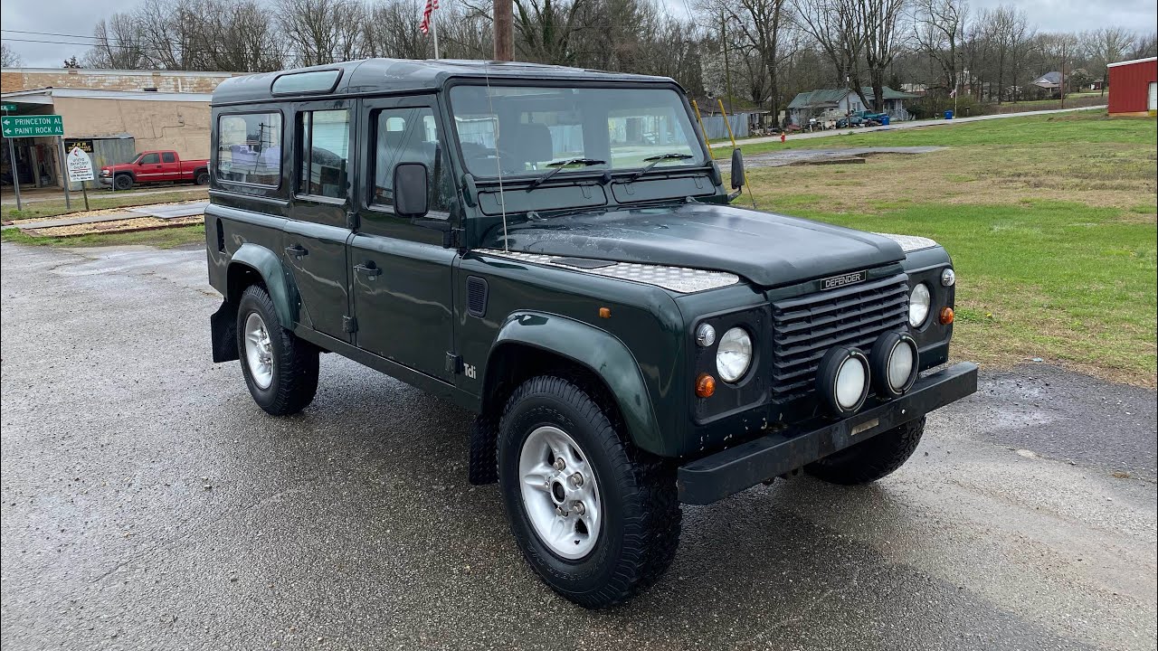 1997 Land Rover Defender 110 300TDI Epsom Green start up, walk around and short drive