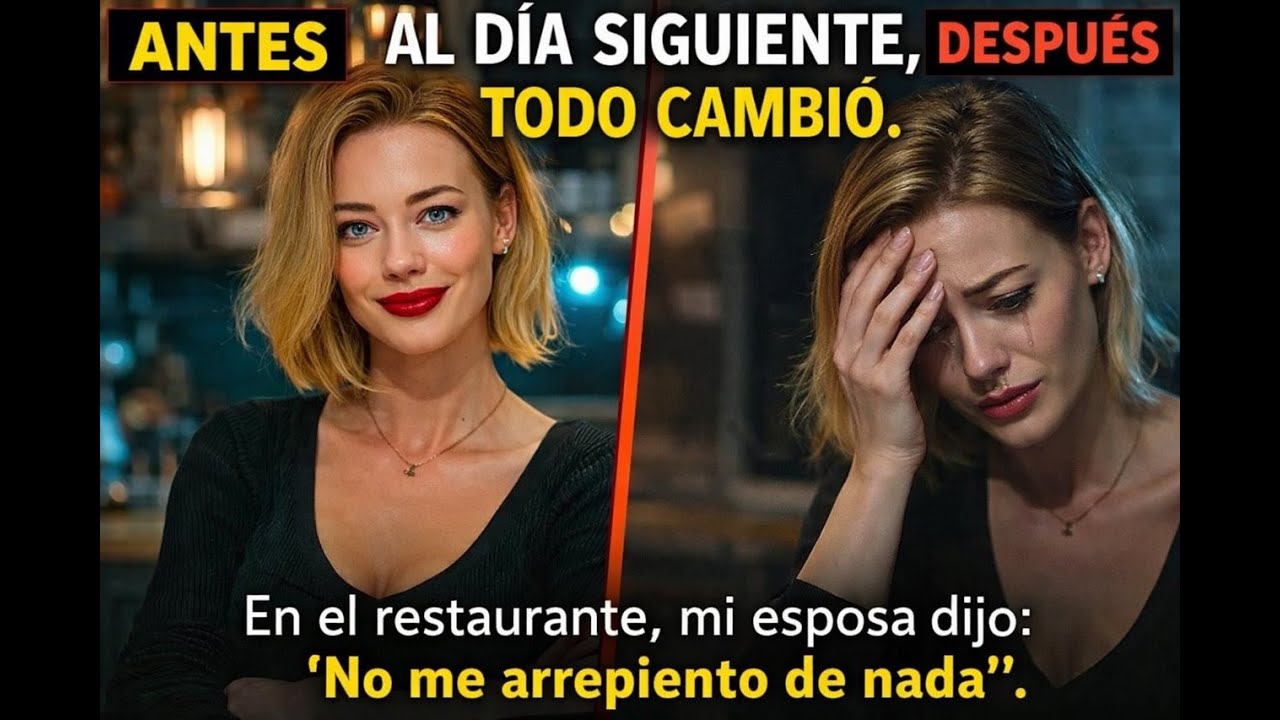 En el restaurante, mi esposa dijo: «No me arrepiento de nada».Al día siguiente, todo cambió.