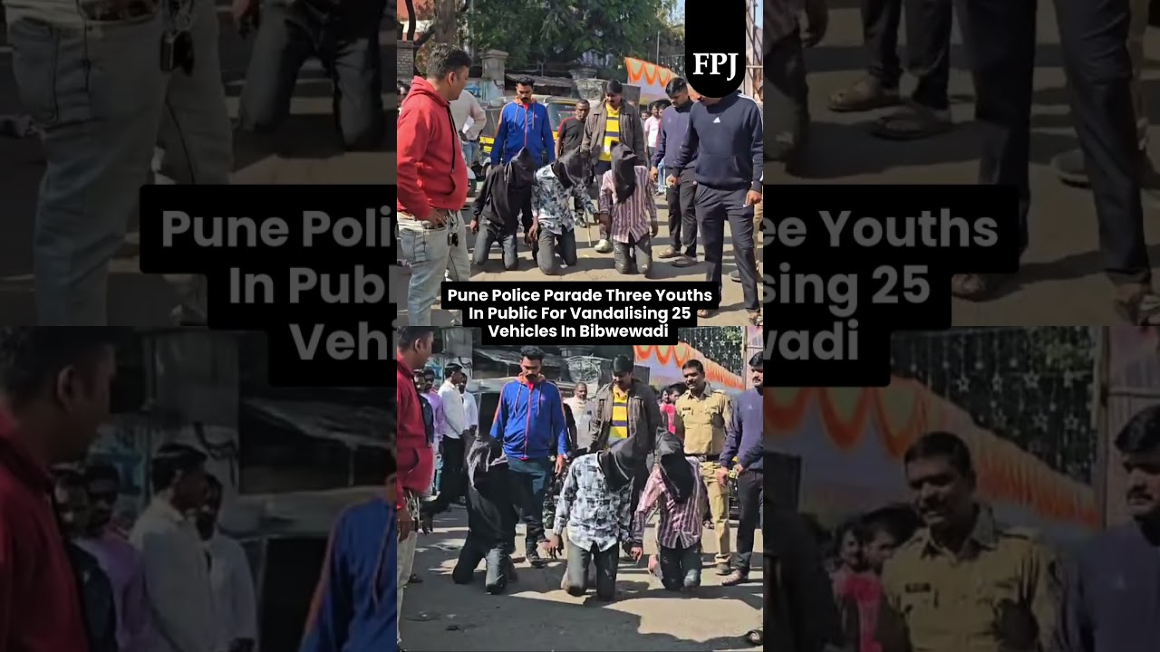 Pune Police Parade Three Youths In Public For Vandalising 25 Vehicles In Bibwewadi |