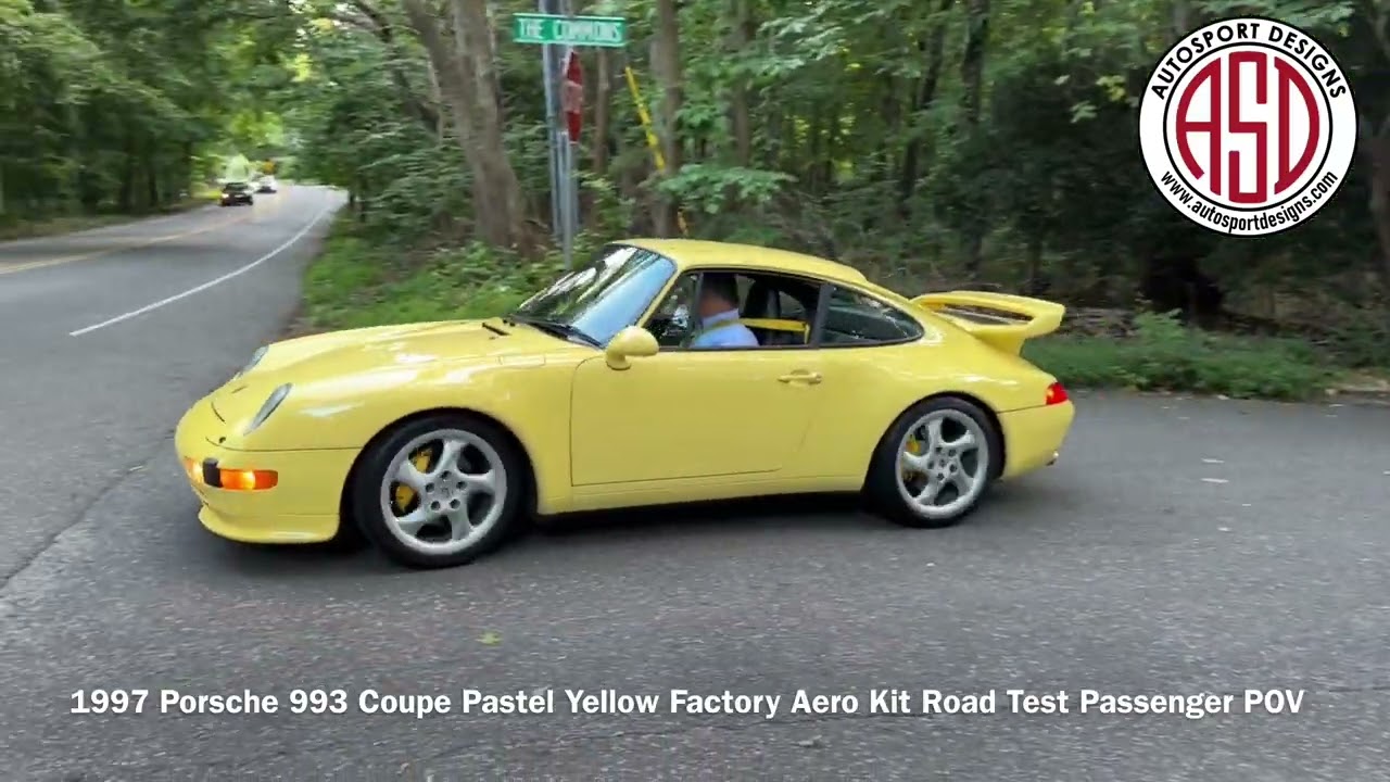 1997 Porsche 993 Coupe Pastel Yellow Factory Aero Kit Road Test Passenger POV