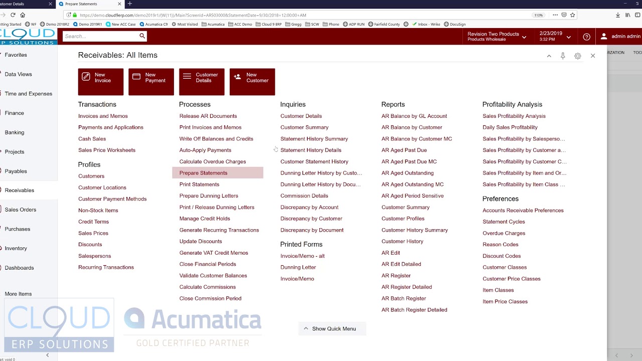 Acumatica - Customer Reports and Statements