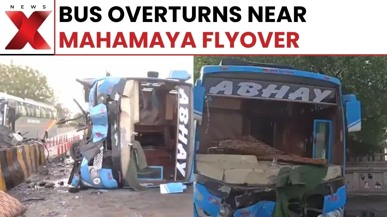 Noida Bus Overturns Near Mahamaya Flyover After Hitting Divider, Several Injured | Latest News