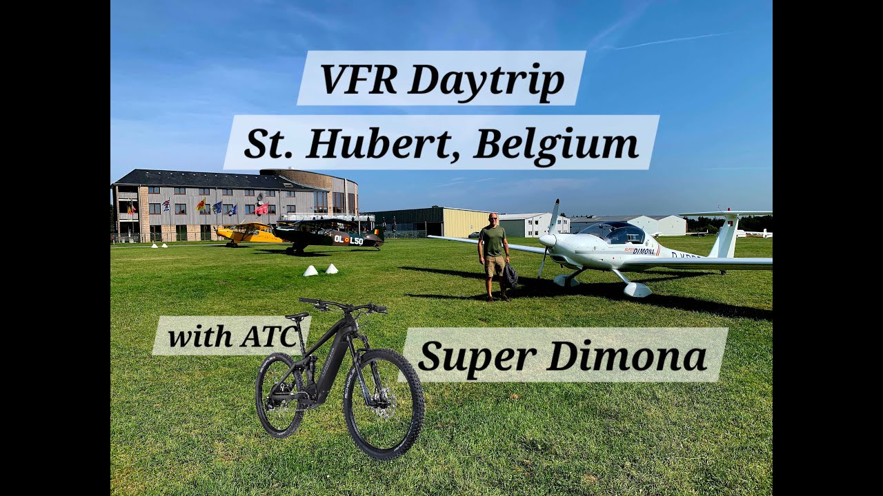 Flying the Super Dimona to Saint Hubert in Belgium (with ATC)
