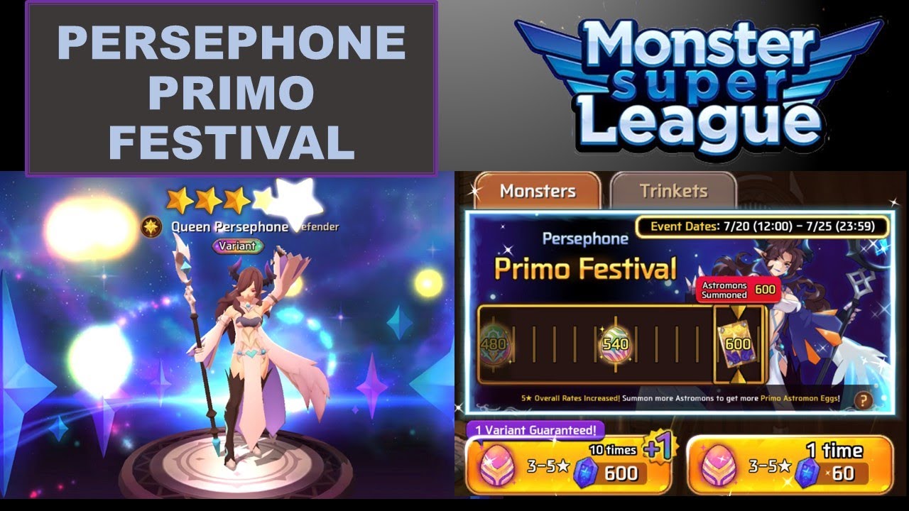Garanteed LIGHT and DARK NAT 5! Persephone Primo Festival Summons - Monster Super League