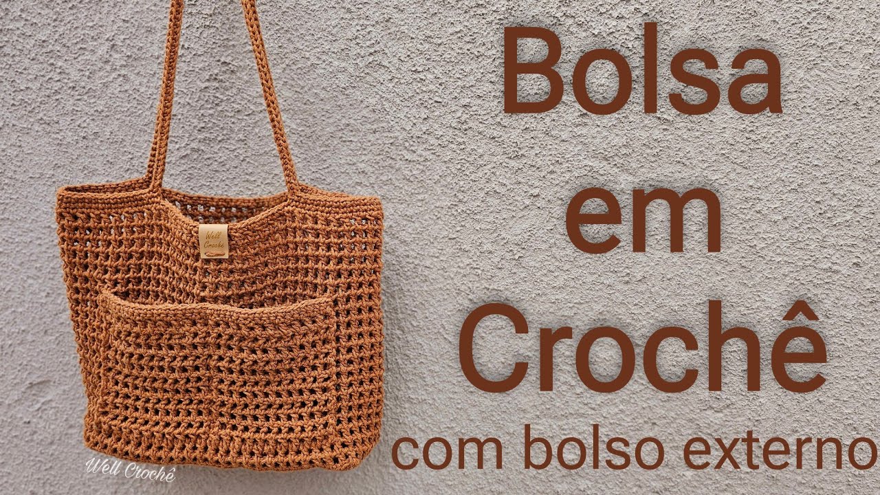 Bolsa em Crochê com Bolso Externo