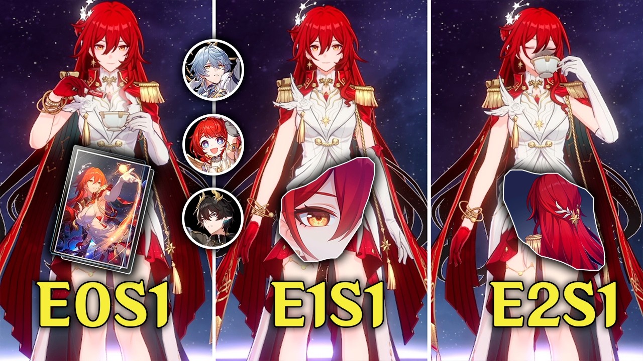 Himeko Nova E0 vs E1 vs E2 Showcase Comparison with Sunday E0S1 & Tribbie E1S1 | 4.4 Beta HSR