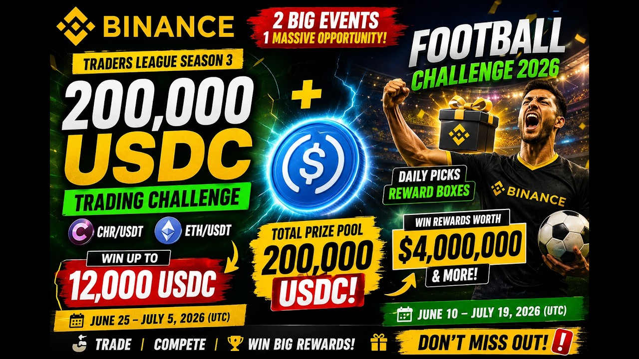 Binance NEW 200,000 USDC Trading Challenge + Football Challenge 2026 ⚽🔥 Earn Free Rewards!