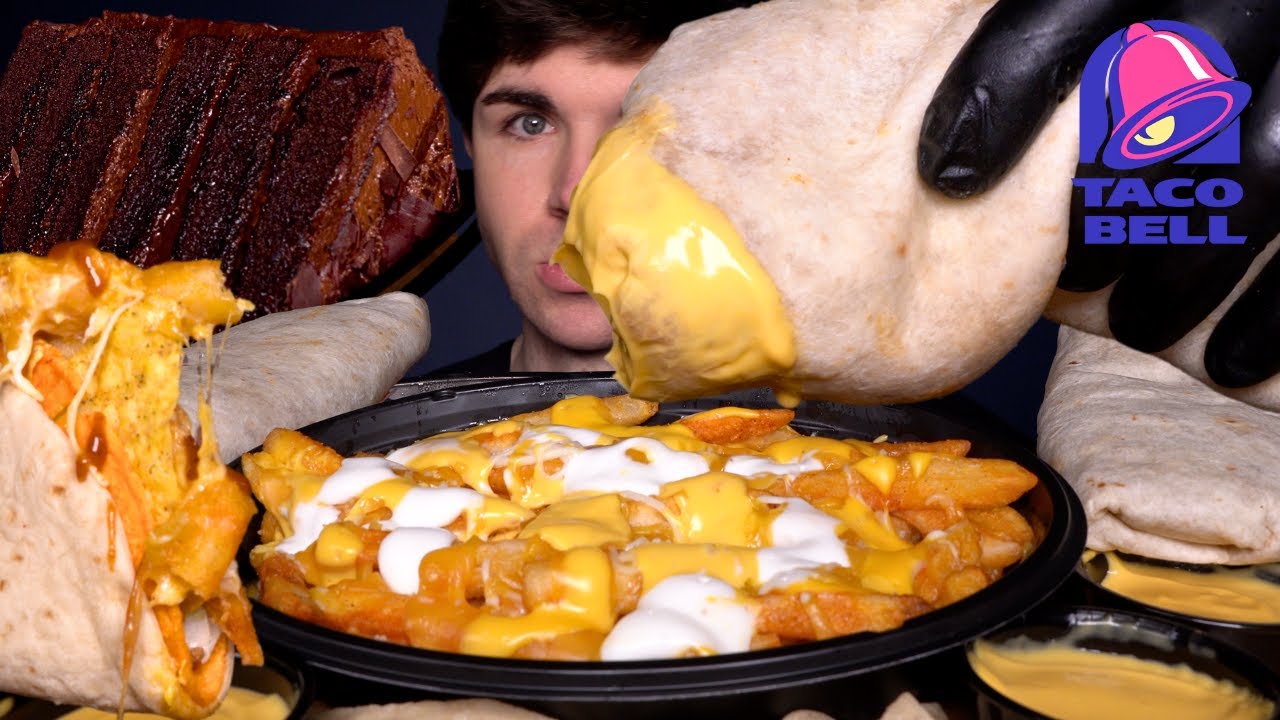 ASMR TACO BELL MUKBANG + CHOCOLATE CAKE