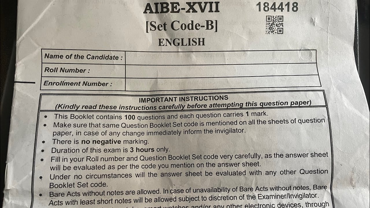 Aibe 2023 answer key set B