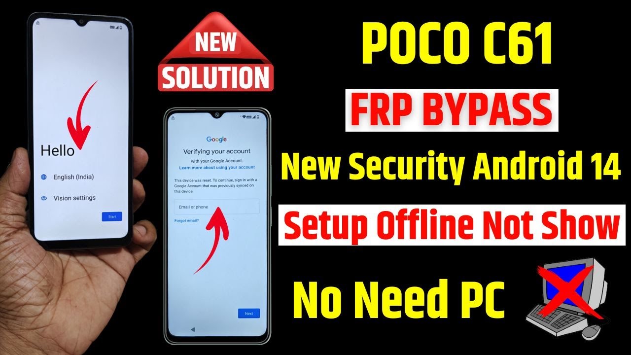 Poco C61 Frp Bypass - New Security Android 14 | Poco C61 Google Account Bypass - without pc