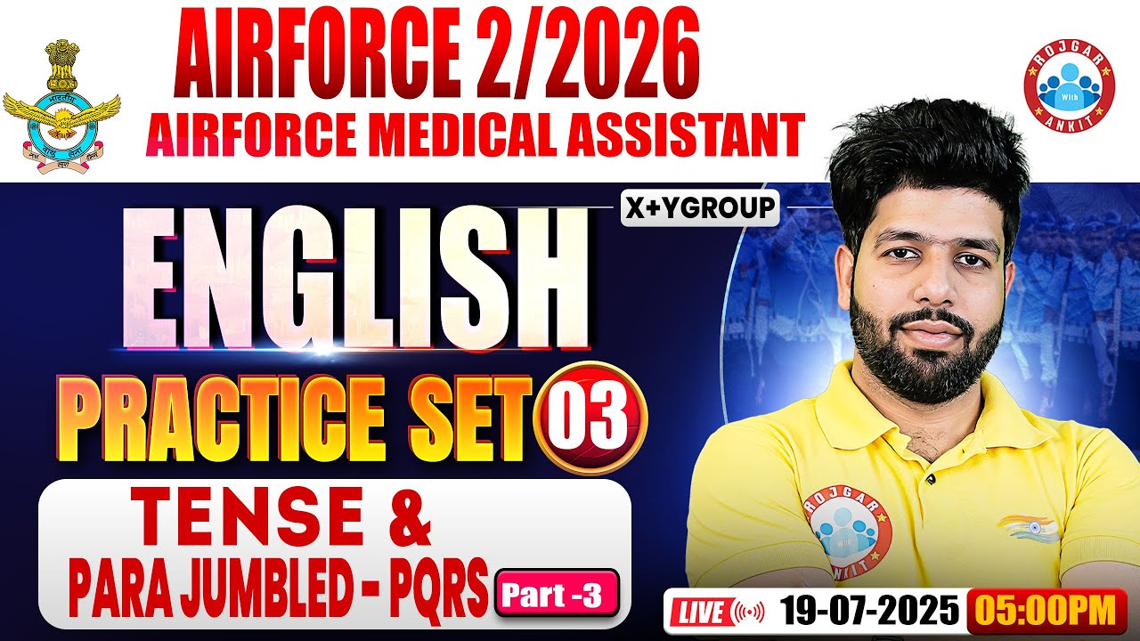 Airforce X & Y Group Classes 02 2026 | Airforce Medical Assistance English Practice Set #03 | Tense