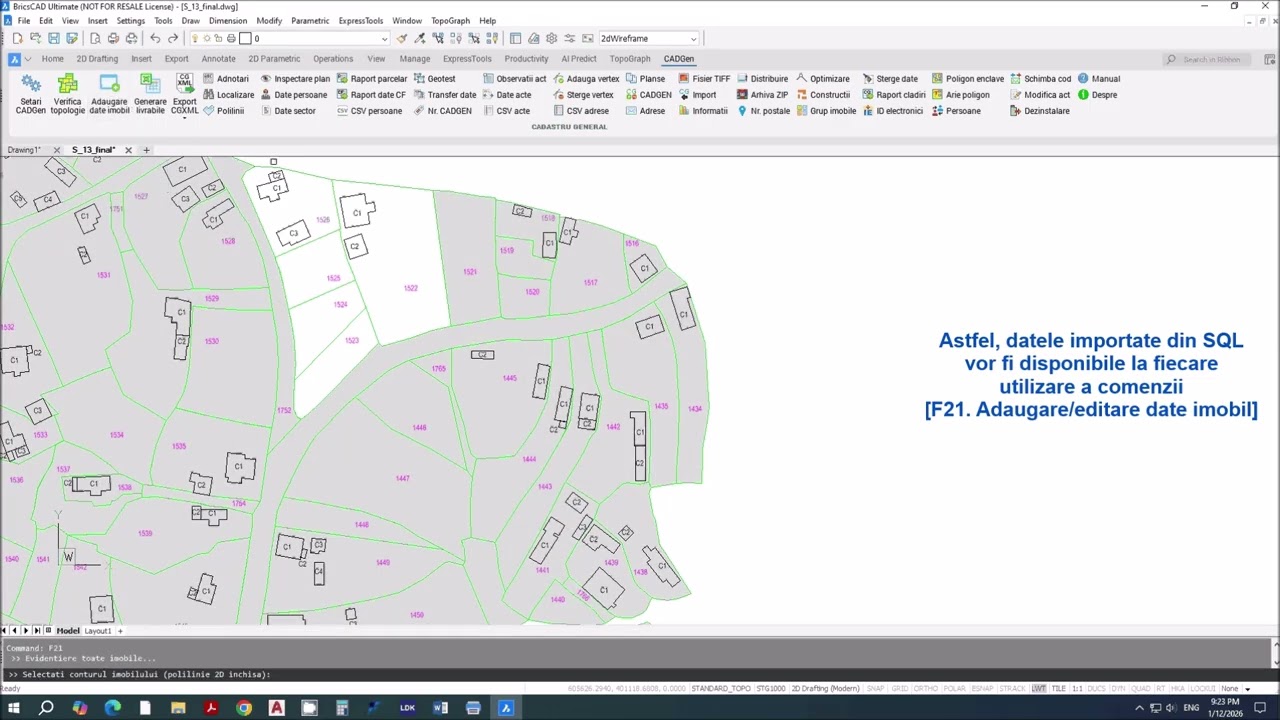 TOPOGRAPH   Generarea unei baze de date SQL din fisiere CGXML si importul datelor cu comanda F21