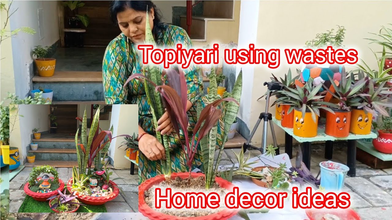 Topiyari using waste materials | Home gardening tips | Home decor ideas | plants cutting tips 