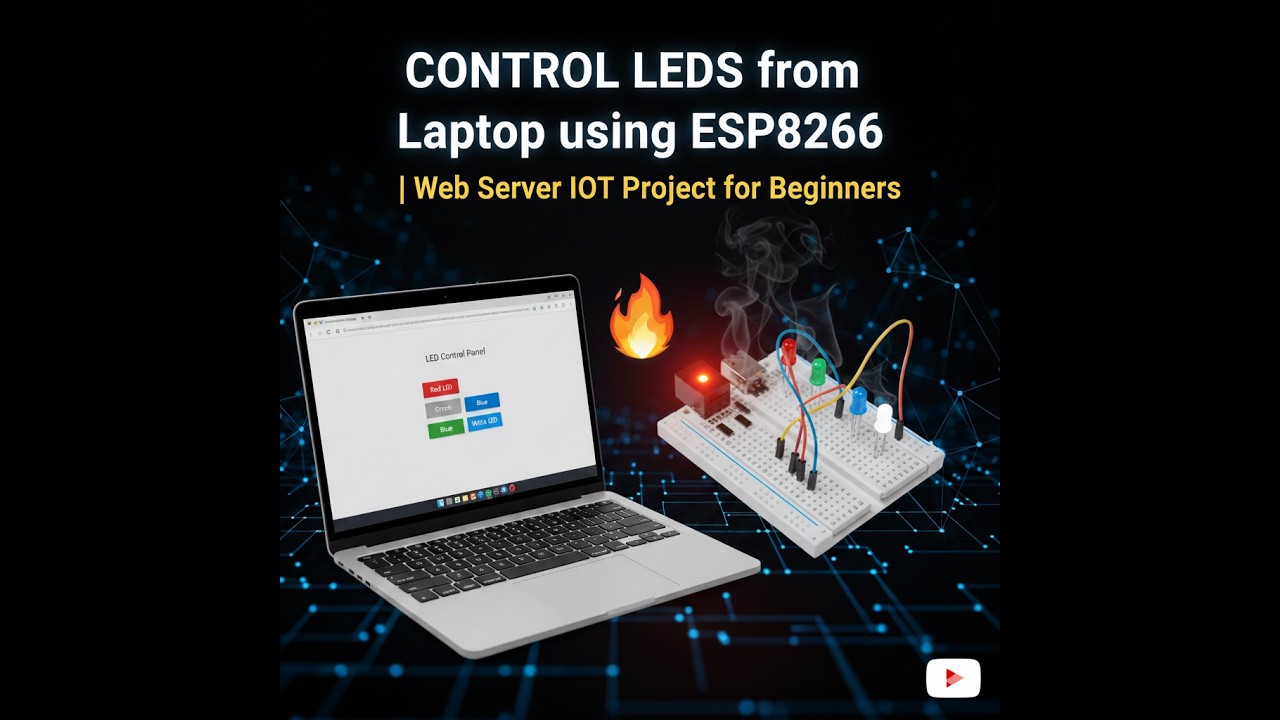 ontrol LEDs from Laptop using ESP8266 🔥 | Web Server IoT Project for Beginners