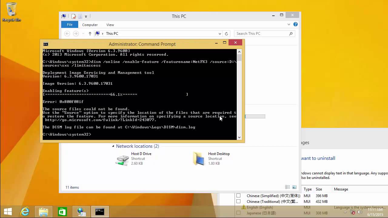 Resolving error 0x800f081f (DISM  .NET3.5)