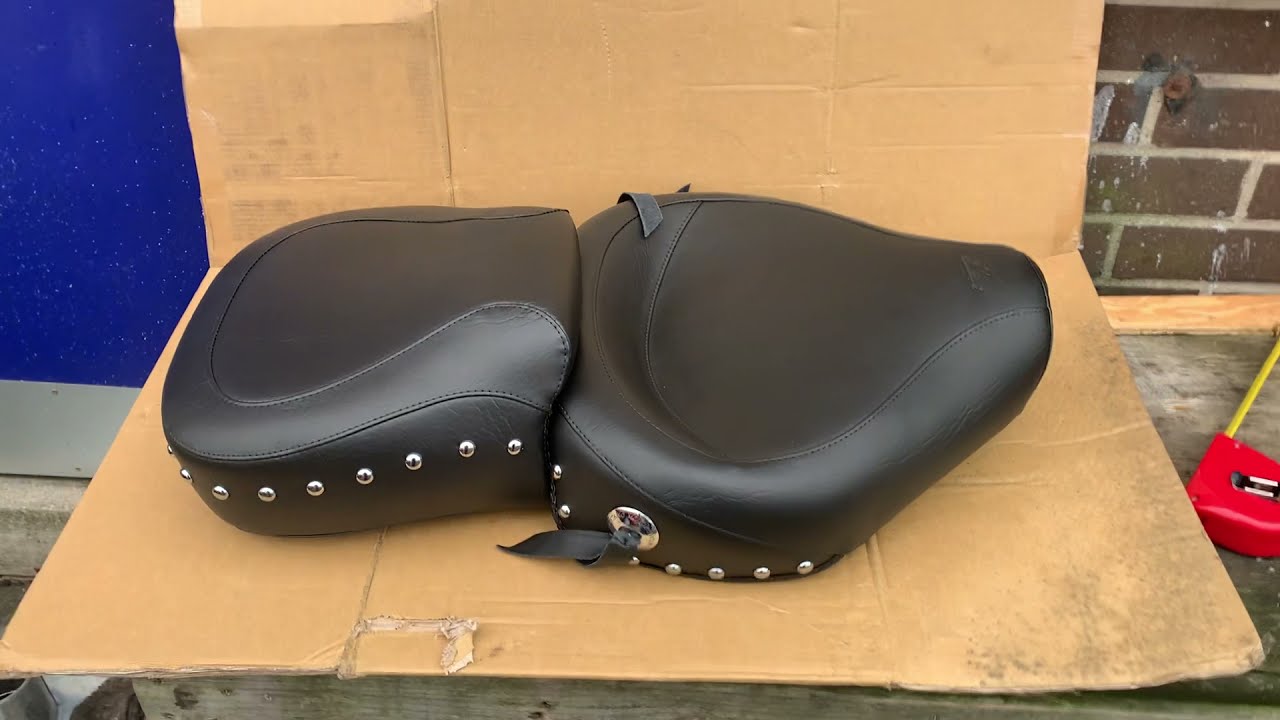 Mustang Harley Davidson Sportster touring seat saddle wide vintage studs @CustomCruisersLimited