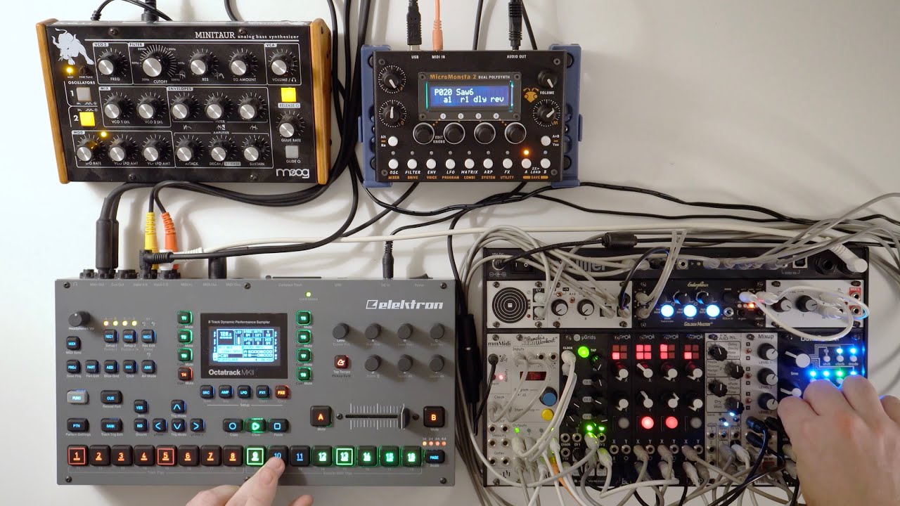 Hardware jam w/ Octatrack MkII, Micromonsta 2, Minitaur, and eurorack drum skiff