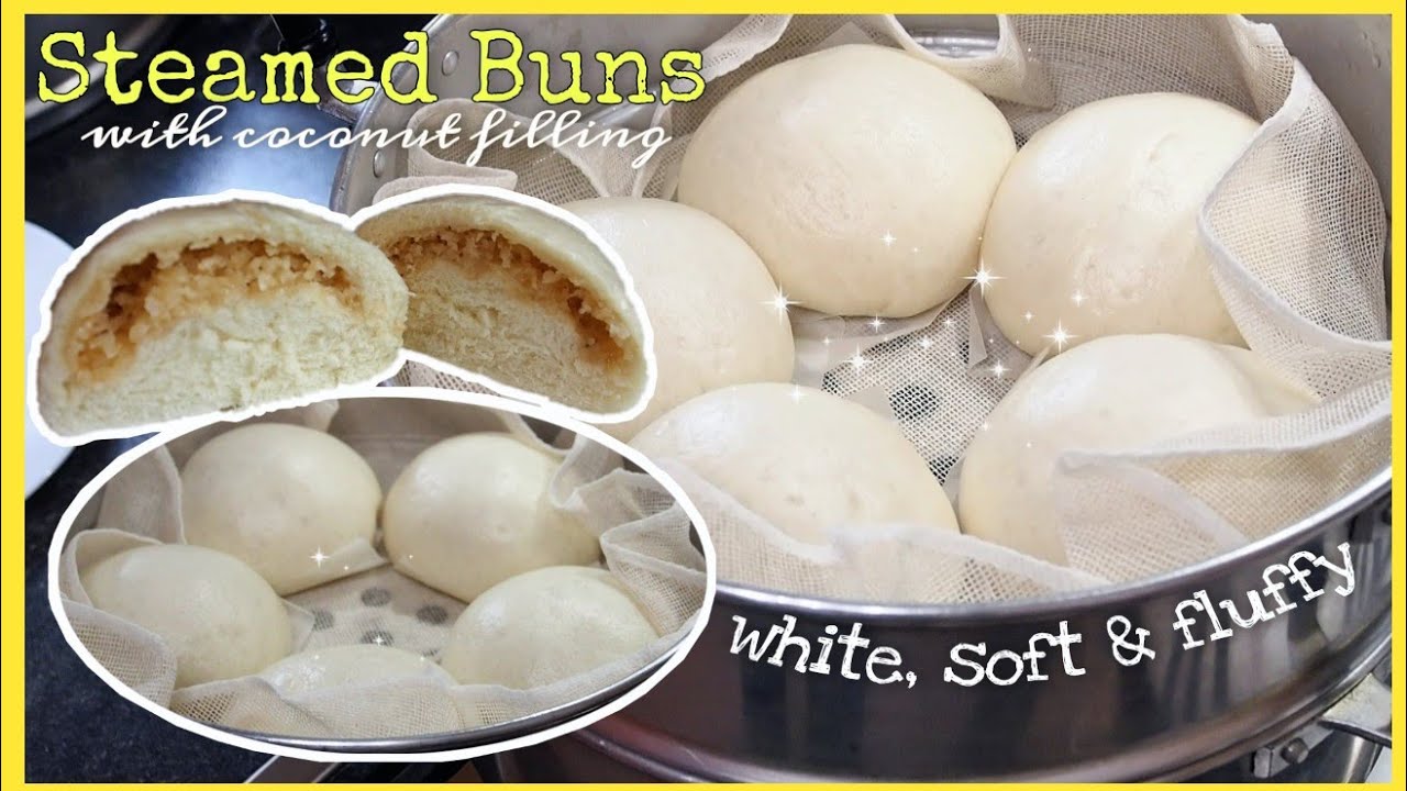 STEAMED BUN/SIOPAO WITH COCONUT FILLING (white, soft & fluffy)