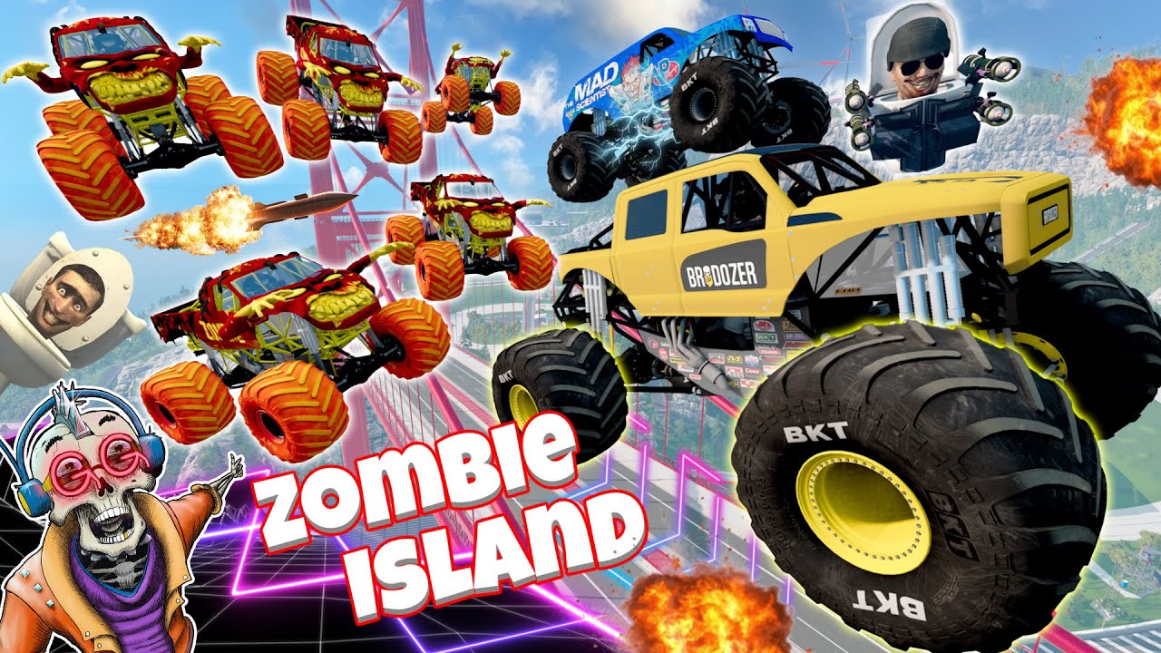 Monster Jam INSANE Racing, Freestyle, and High Speed Jumps LIVE | Zombie Island #16 | Grave Digger