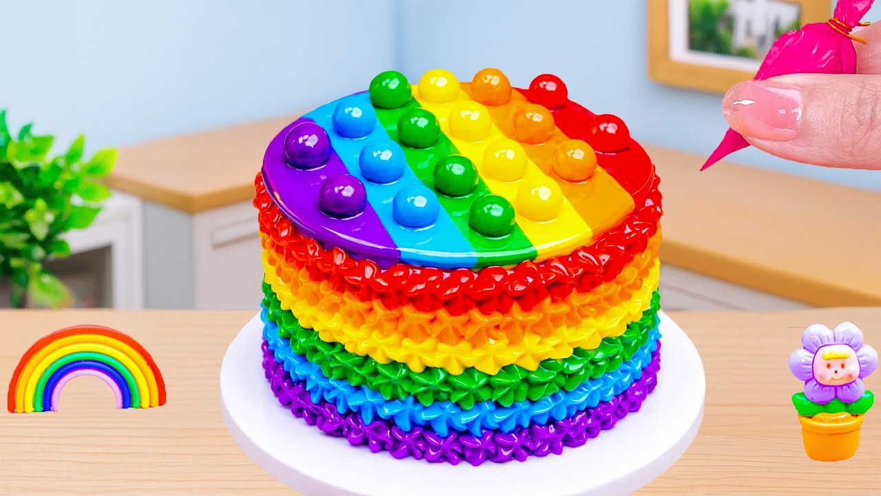 Mini Rainbow Cake Recipe With Chocolate🌈 Satisfying Cake Art❤️By HT Mini Cakes