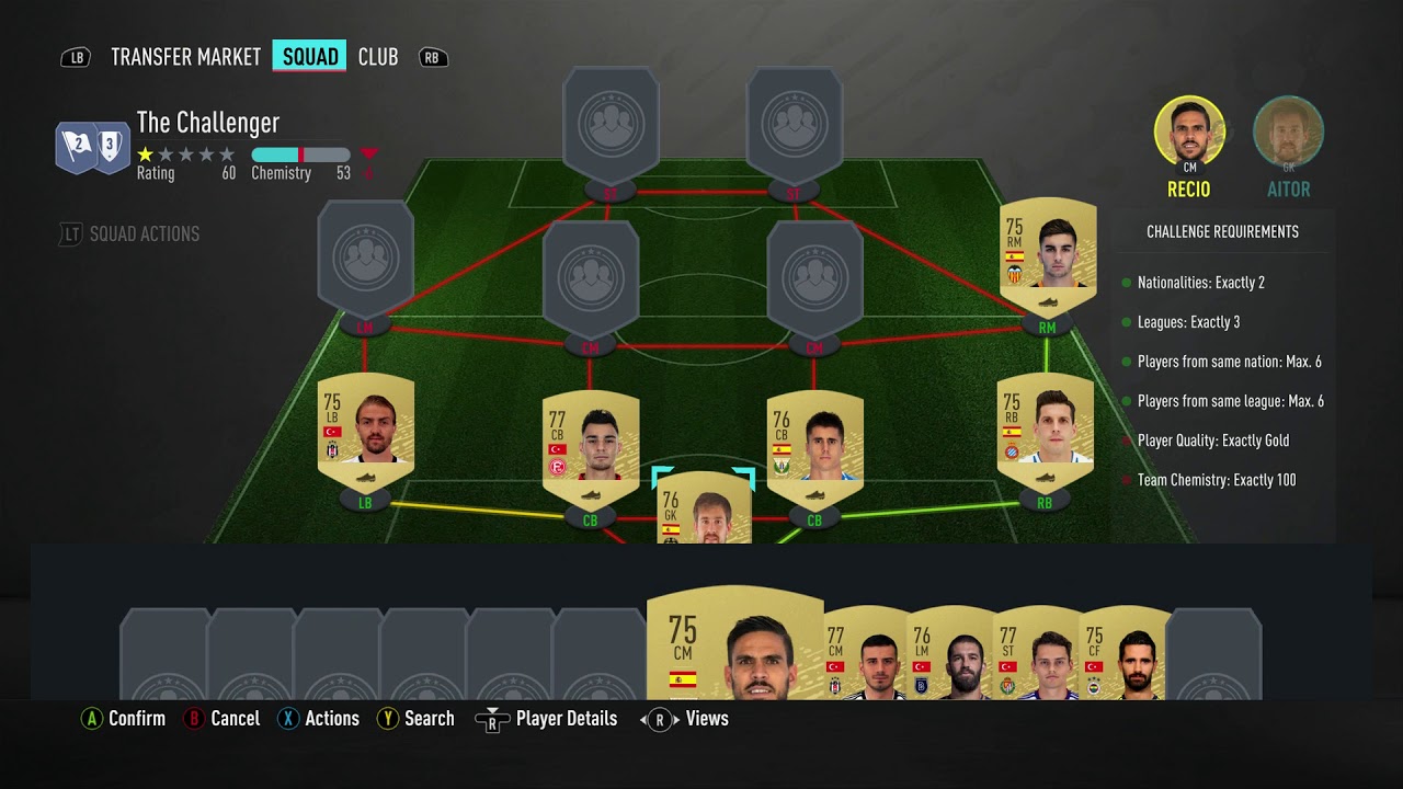 FUT 20 - SBC - Advanced - League and Nation Hybrids - The Challenger - No loyalty