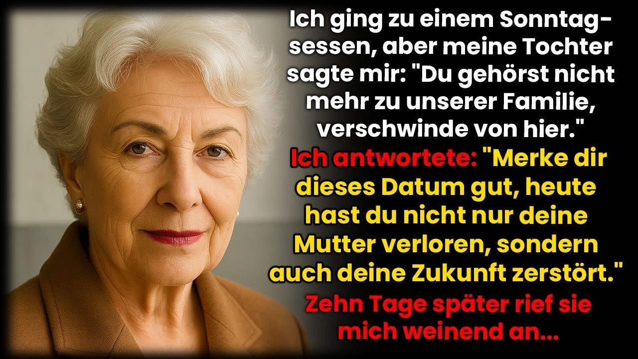 Ich ging zum Sonntagsessen, doch meine Tochter sagte; „Du gehörst nicht mehr zu uns, verschwinde