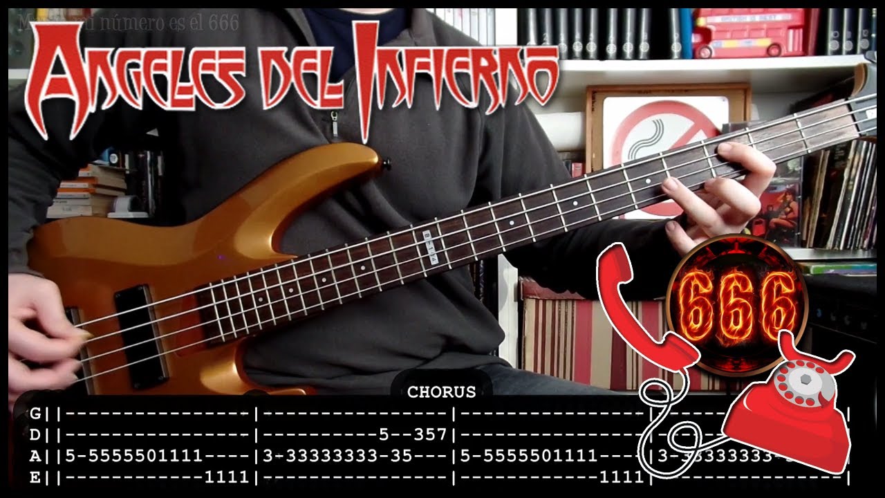 ANGELES DEL INFIERNO - 666 😈 (BASS cover with TABS & lyrics)