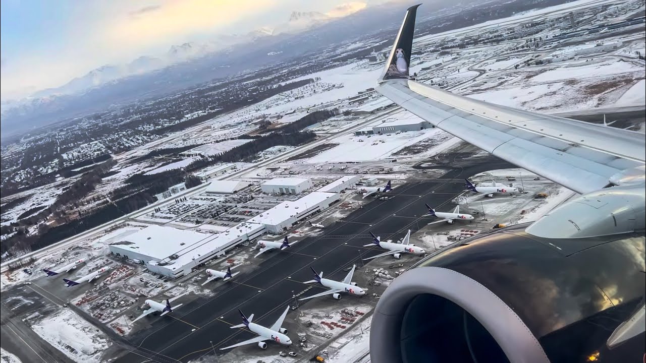 *27K BUMP* Alaska Star Wars 737-890 VERY GUSTY Takeoff from Freezing Cold Anchorage Ted Stevens