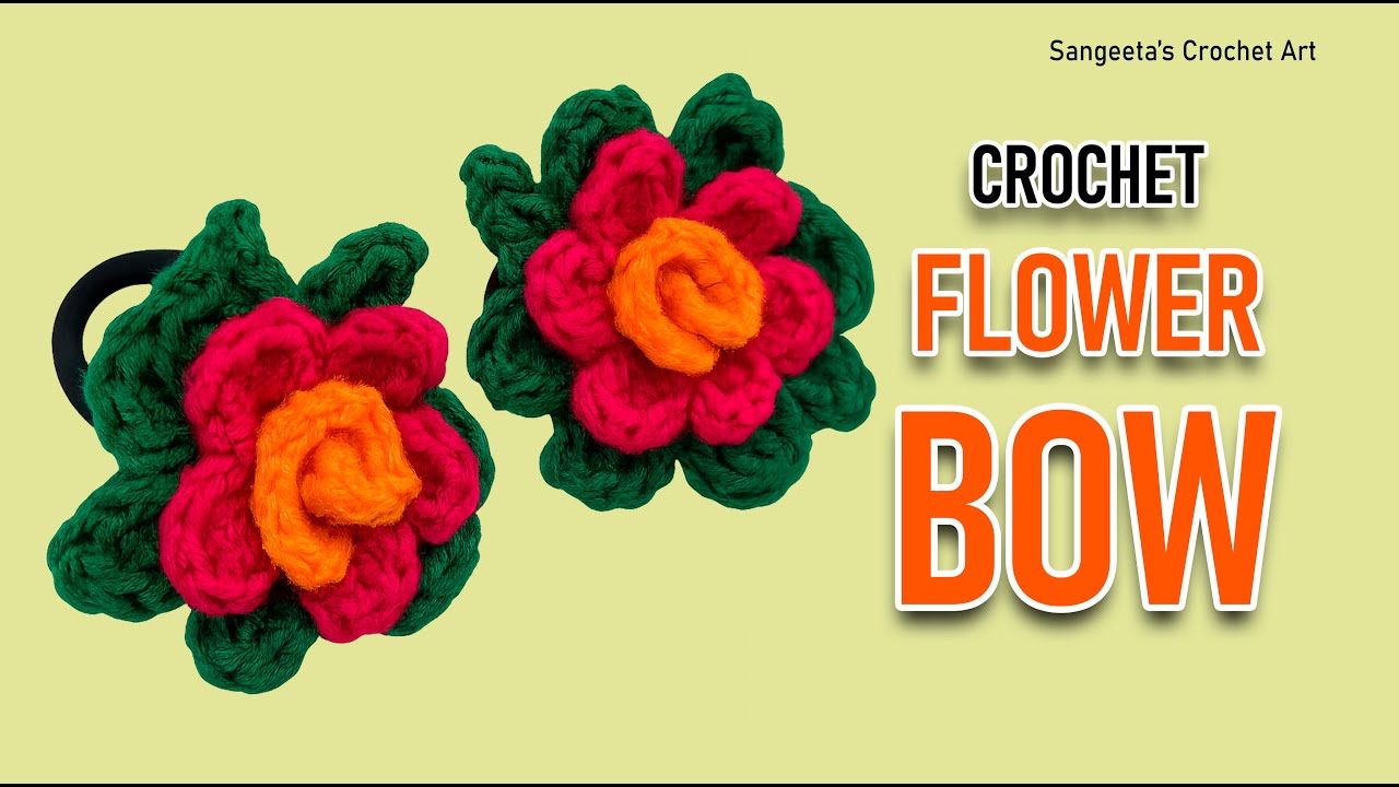 Cute and Easy Crochet Flower Bow | Step-by-Step Tutorial | Sangeeta Crochet Arts- मराठी