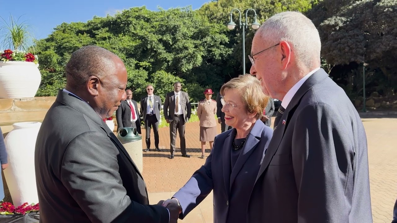 President Ramaphosa welcomes President Alexander van der Bellen of Austria, at the Union Buildings.