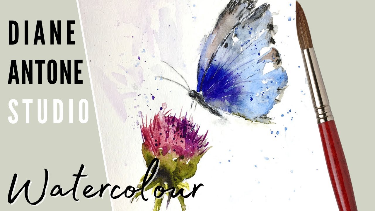 Butterfly and Thistle - loose and lovely watercolor painting!