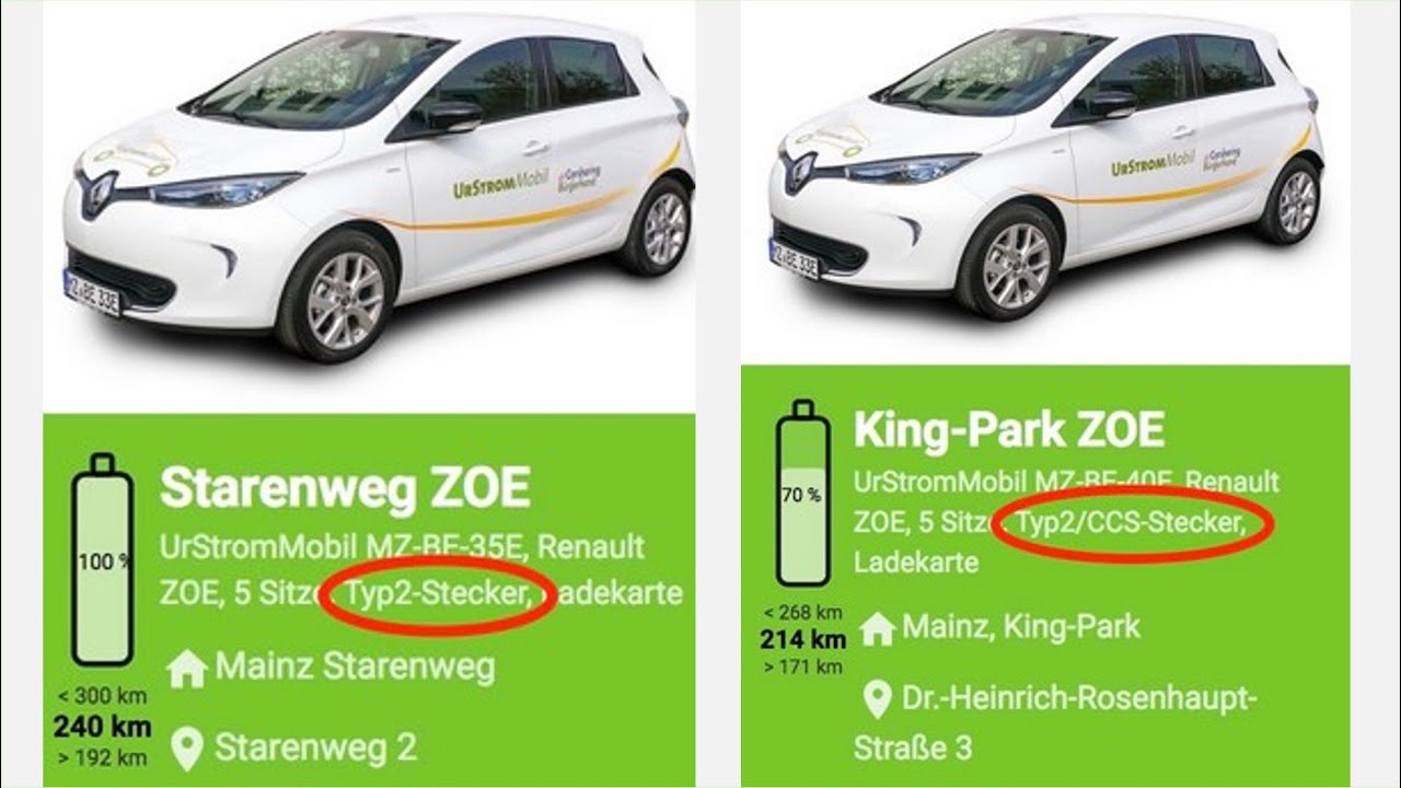 Fahrzeugbedienung ZOE (und neues Modell mit Typ2/CCS-Stecker)