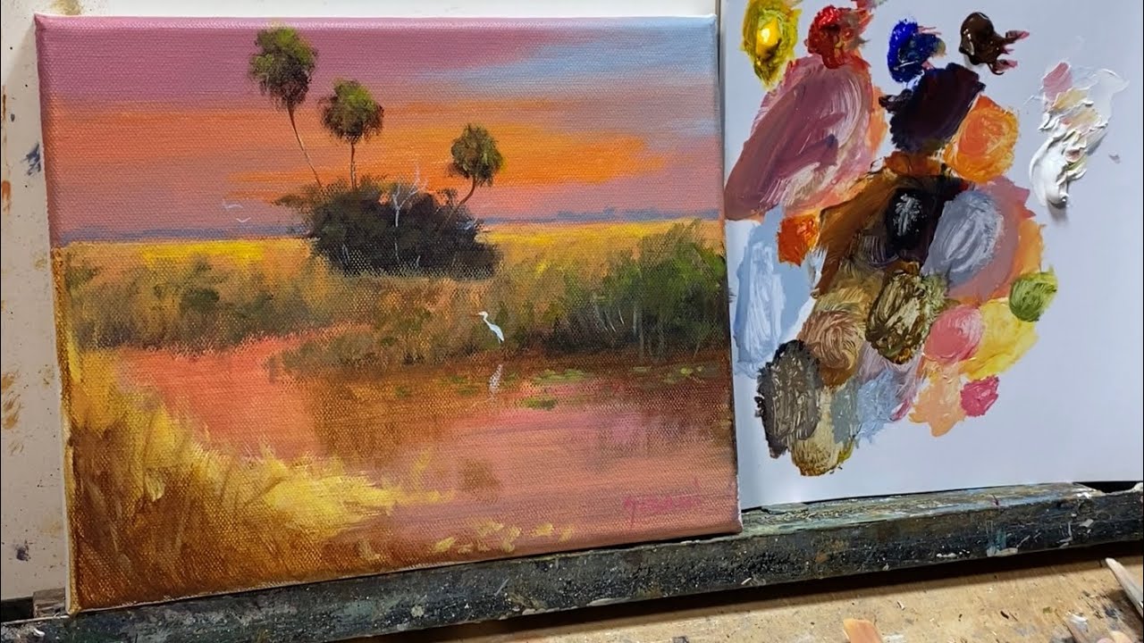 Simple Acrylic Landscape Painting!! Follow along with me.