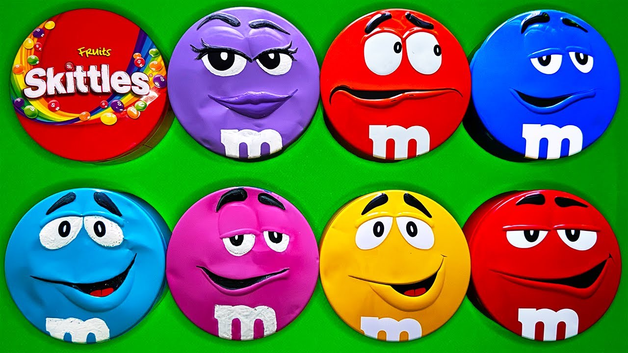 Satisfying Video | Delightful Unpacking Colorful Skittles & Sweet M&M'S Candy From Bright Tins ASMR