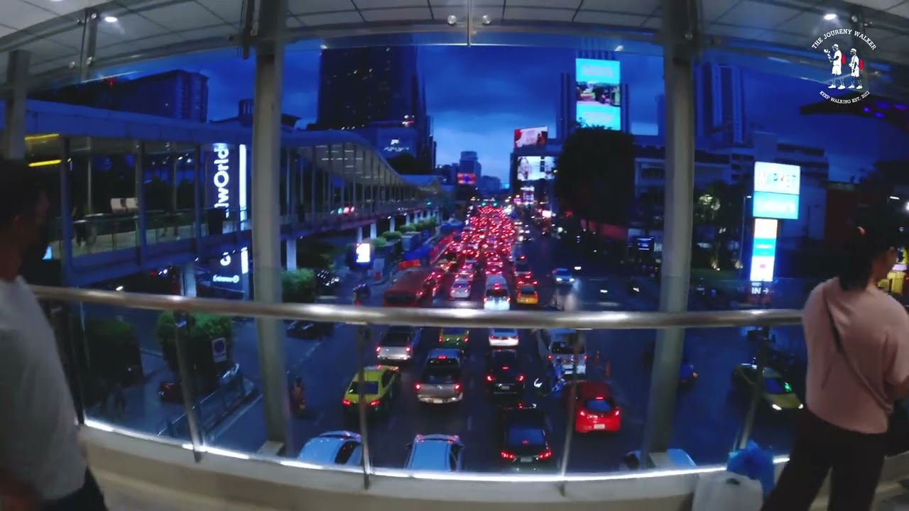 Walking Tour on Ratchaprasong Skywalk Bangkok Thailand