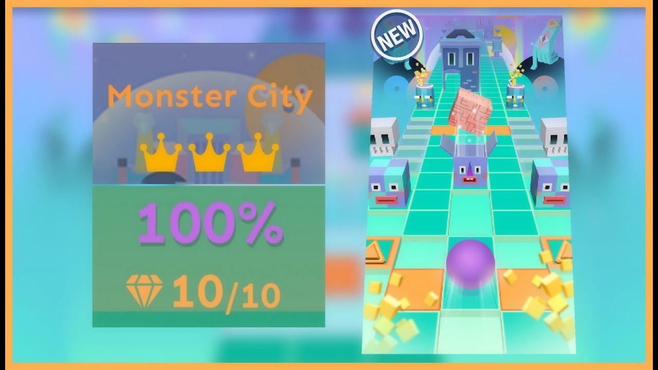 「Rolling Sky」Monster City「Main Level 53」| ★★★★